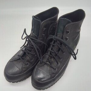 CHUCK TAYLOR CONVERSE ALL STAR BLACK LEATHER MENS 5/WOMENS 7